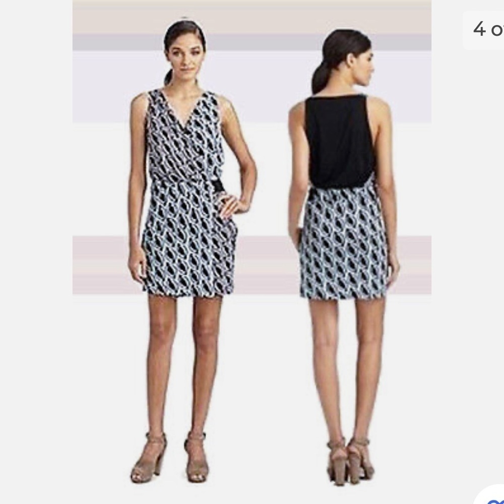 Diane‎ Von Furstenburg  Timeless Moriko Petal Weave Blue Silk Jersey Dress
